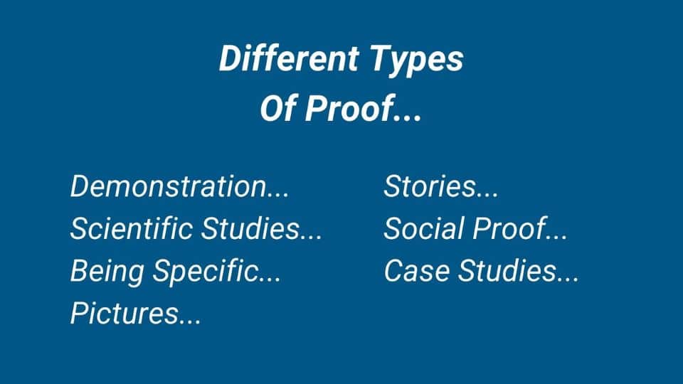image showing different types of proof for copywriting  
